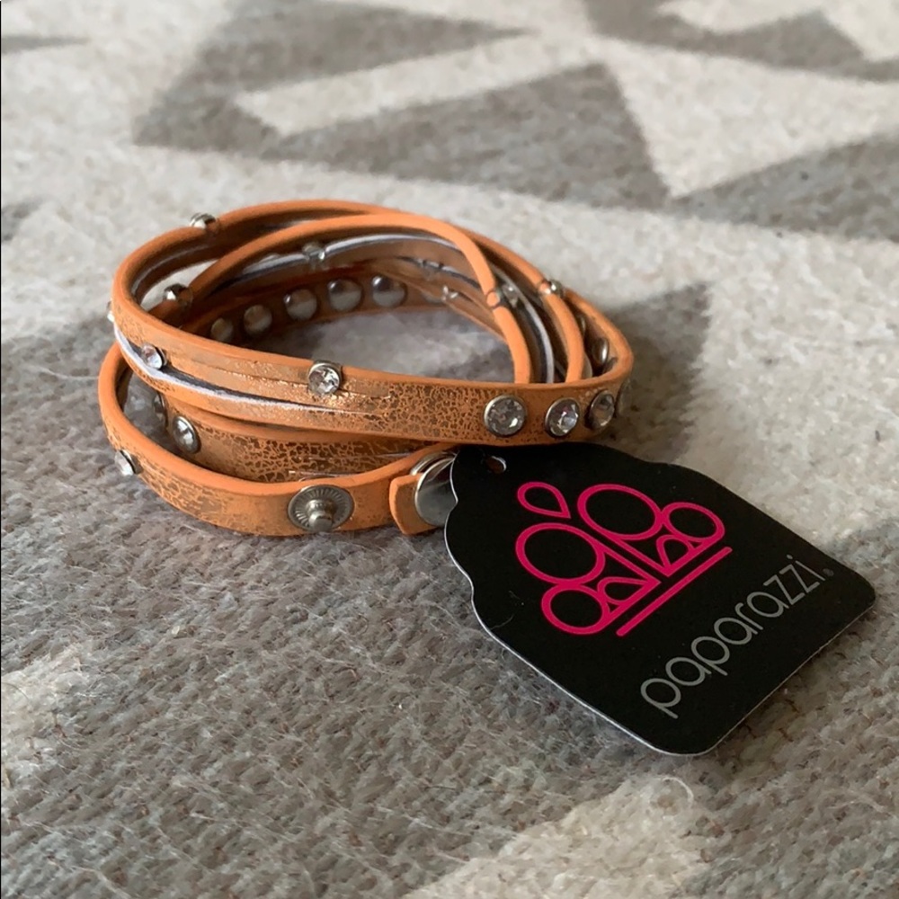 Orange rhinestone wrap bracelet